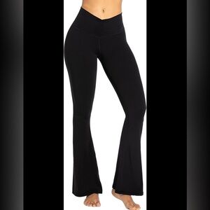 Sunzel Black Flare Leggings Crossover, Yoga, High Waist, Tummy Control E42